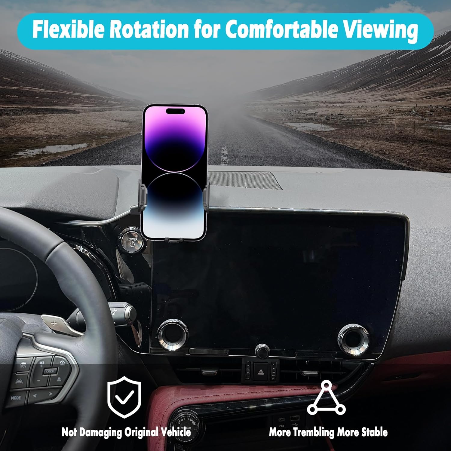 Car Phone Holder Fits for Lexus NX 350 350h 250 450h+ 2022-2024 Accessories(Only fit for 14-Inch Screen),Thick Cases Friendly,Cell Phone Mount for 4.7-7 in Phones