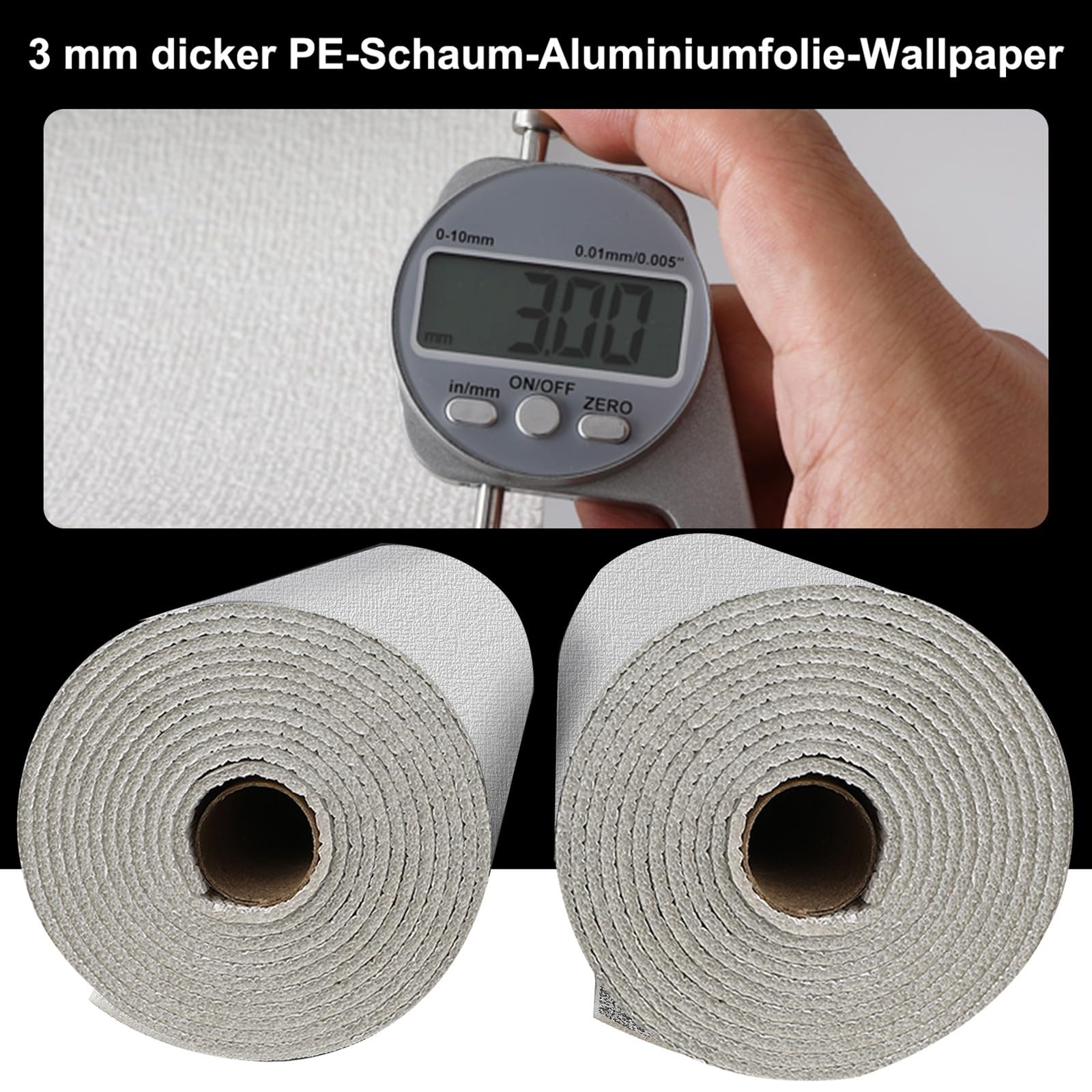 6 Rollen 3mm Dicke Selbstklebend Tapete weiß mit Textilstruktur - helle Uni-Tapete isoliertapete für Schlafzimmer Wohnzimmer wasserdicht dämmtapete selbstklebend