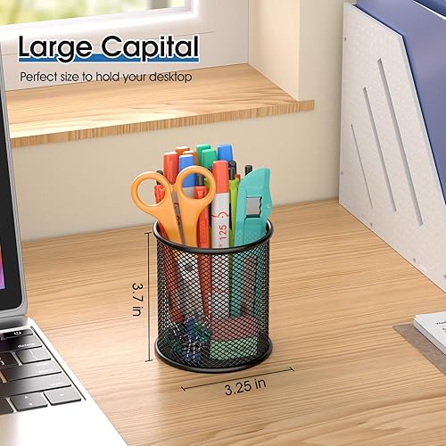 Miniatura 5 de MaxGear Portalápices para escritorio, soporte de malla de metal de alta calidad, soporte para rotuladores de tazas, soporte para brochas de