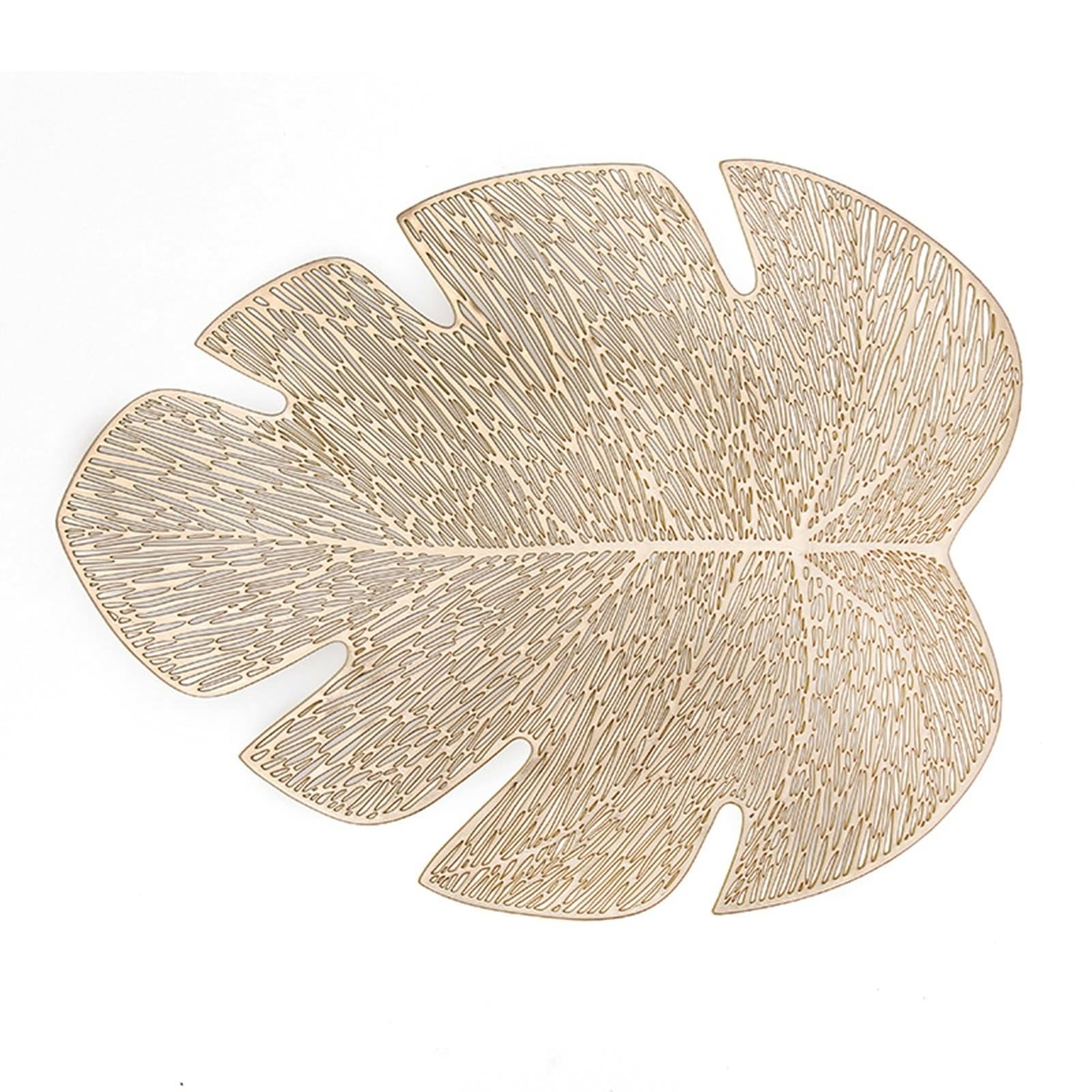 Placemat Juego de 8 salvamanteles dorados en forma de hoja 37 x 47 cm para cocina y comedor