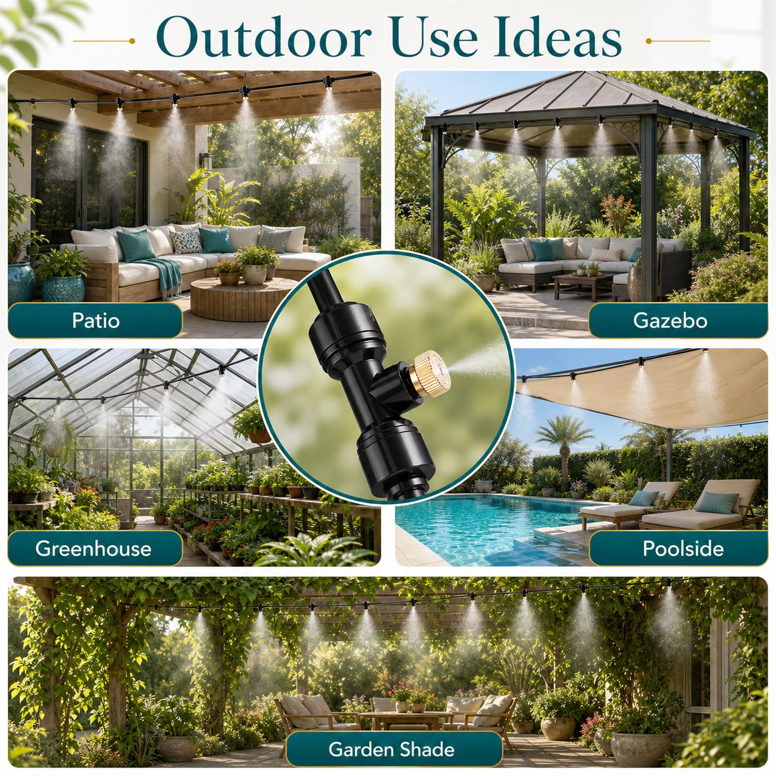 Brumisateurs pour Terrasse ExtéRieure,Kit De Brumisation pour L'Arrosage du Jardin,Brumisateur D'éTé ExtéRieur,éTanchéIté Garantie,Convient Aux Jardins