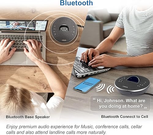 Miniatura 9 de VTech LS6381-2 Altavoz Bluetooth con cancelación de eco, reducción de ruido, transmisión de música, llamadas de PCteléfono fijocelular, emparejado