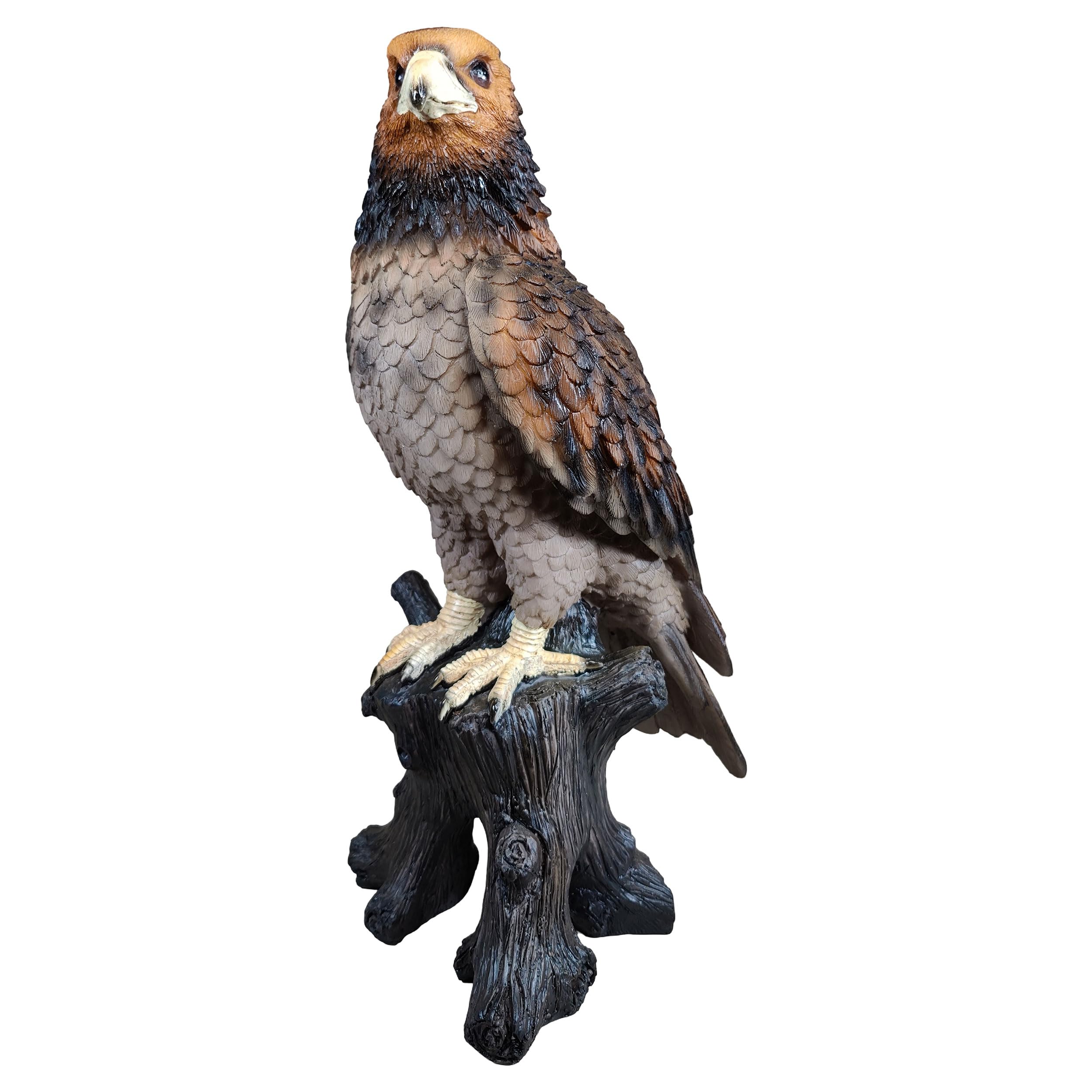 colourliving Adler Figur XXL und XL, Gartenfigur auf Baumstamm als Deko Greifvogel für Garten Terrasse Balkon und Wohnbereich (XL)