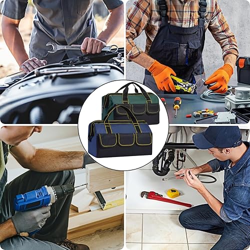 Miniatura 7 de Paquete de 2 bolsas de herramientas impermeables para hombres, organizador de bolsas de almacenamiento de herramientas de gran capacidad, bolsa de