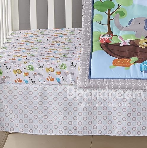 Miniatura 3 de Brandream Sábana bajera ajustable para cuna para niños y niñas, fiesta de la selva, de algodón, 28 x 52 pulgadas, para colchones estándar para cuna