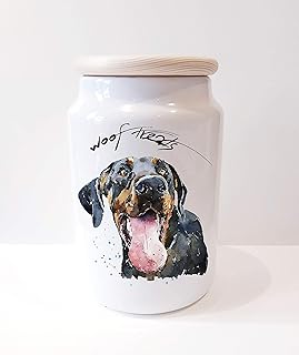 Doberman III Ceramic Treats Jar. Doberman canister,Doberman dog treats jar, Doberman Treats container,Doberman snacks jar