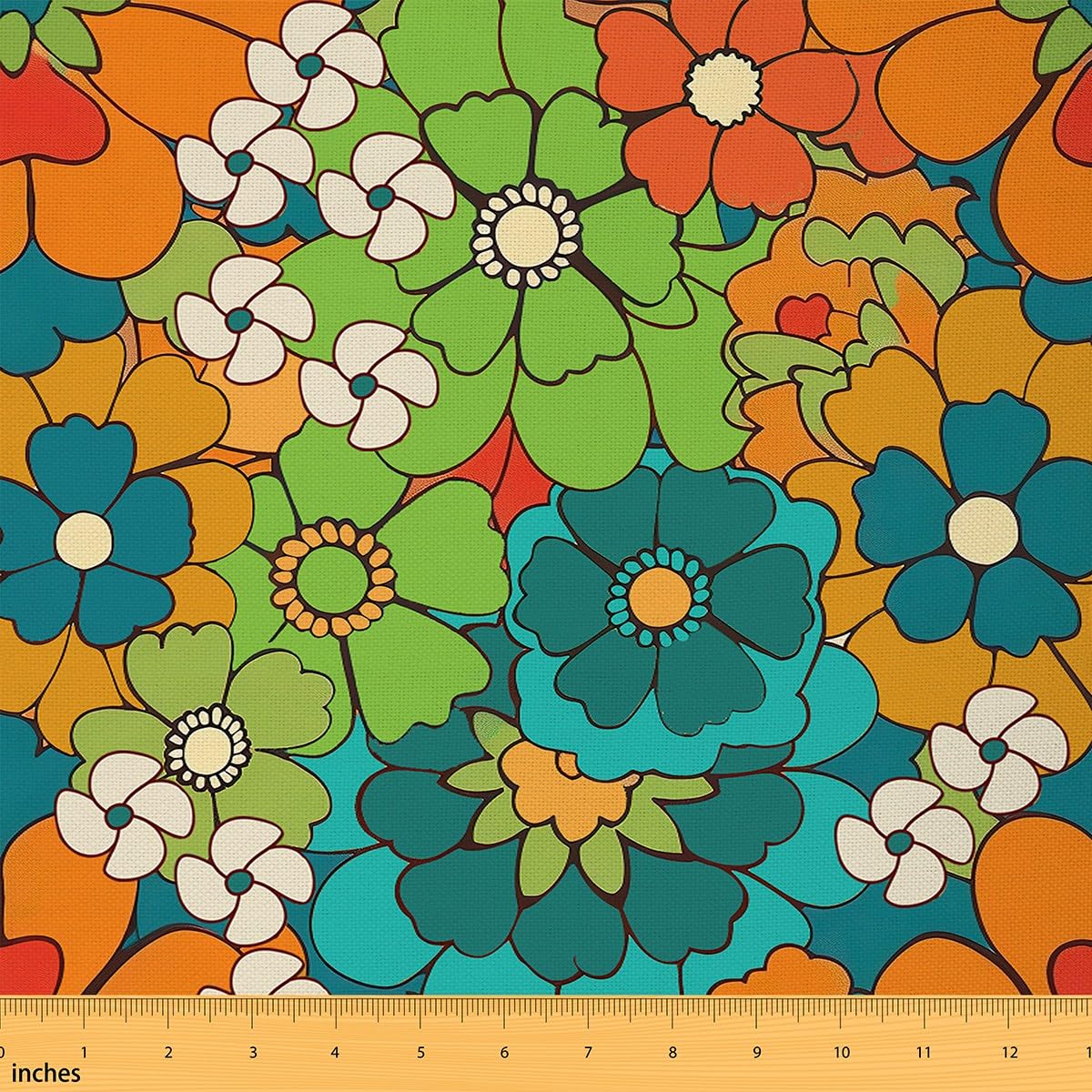 Amazon.com: Retro Hippie Flowers Fabric by The Yard,70s 80s Floral