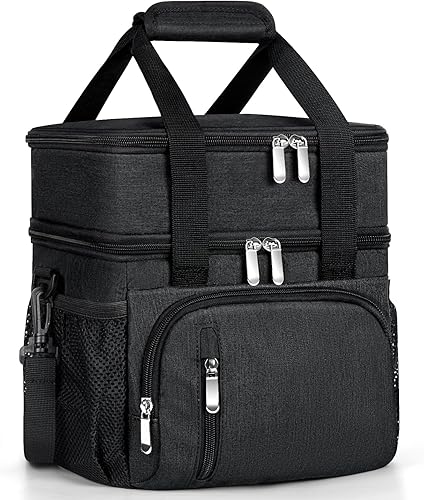 Lonchera para hombres, bolsa de almuerzo con doble aislamiento, reutilizable, a prueba de fugas, bolsa portátil de comida de picnic, bolsa de