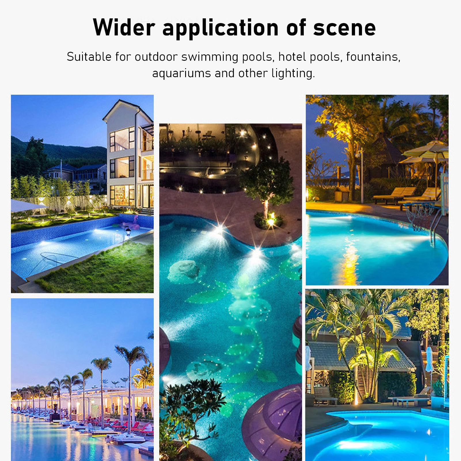 Jiawu Luces LED para Piscina Enterrada, Luz Subacuática LED de 12 V 18 W, Luz Sumergible Impermeable IP68 con Cable de Alimentación, Accesorios de Instalación para Piscina, Fuente (luz
