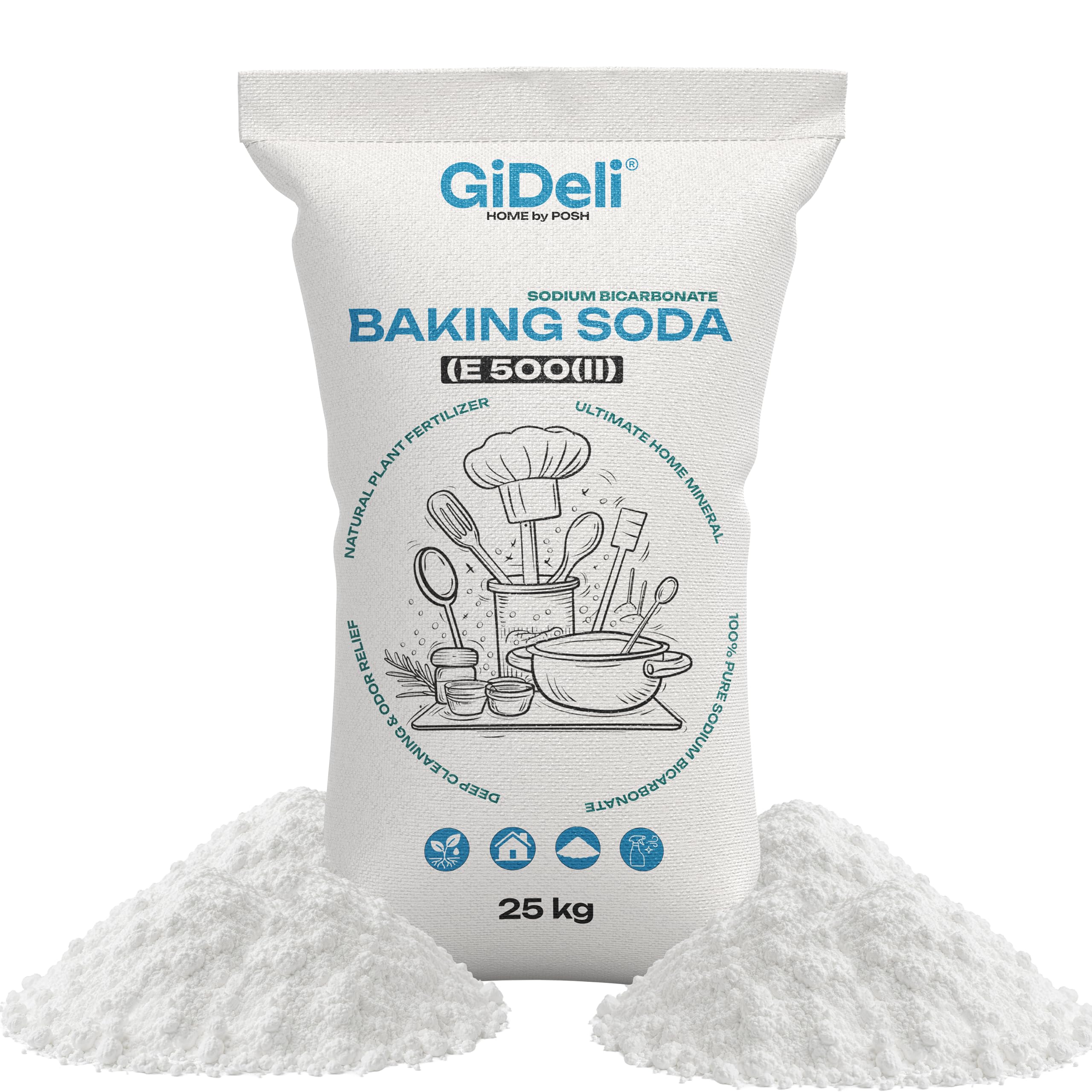 GiDeli Natron Pulver 25 kg Baking soda Backpulver E500ii Natriumbicarbonat hochreine Lebensmittelqualität (25kg)