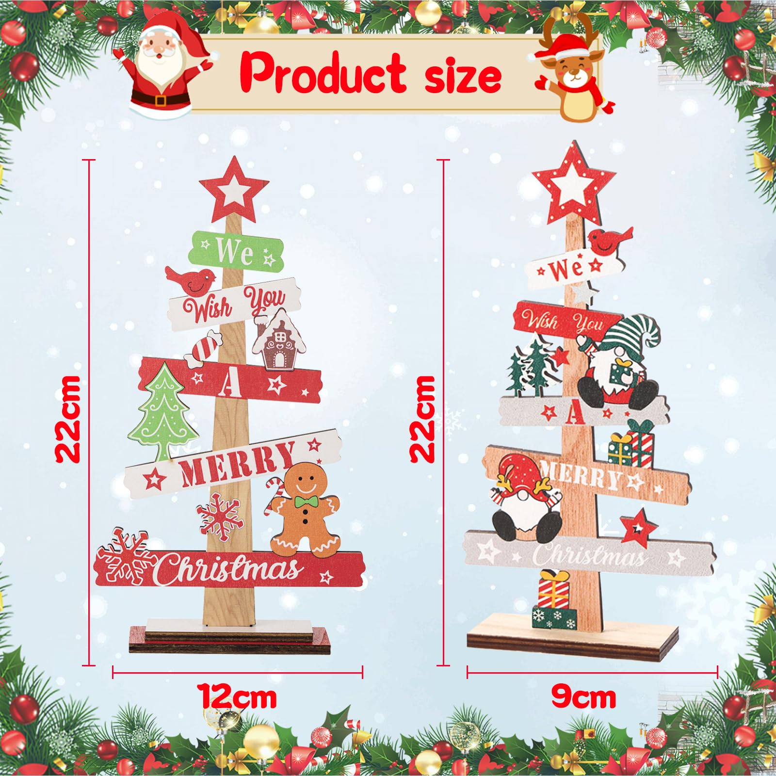 JSTHHTT 2PCS Christmas Table Decorations, Table Sign Xmas, Standing Christmas Tree, Christmas Memorial Ornament - Image 2
