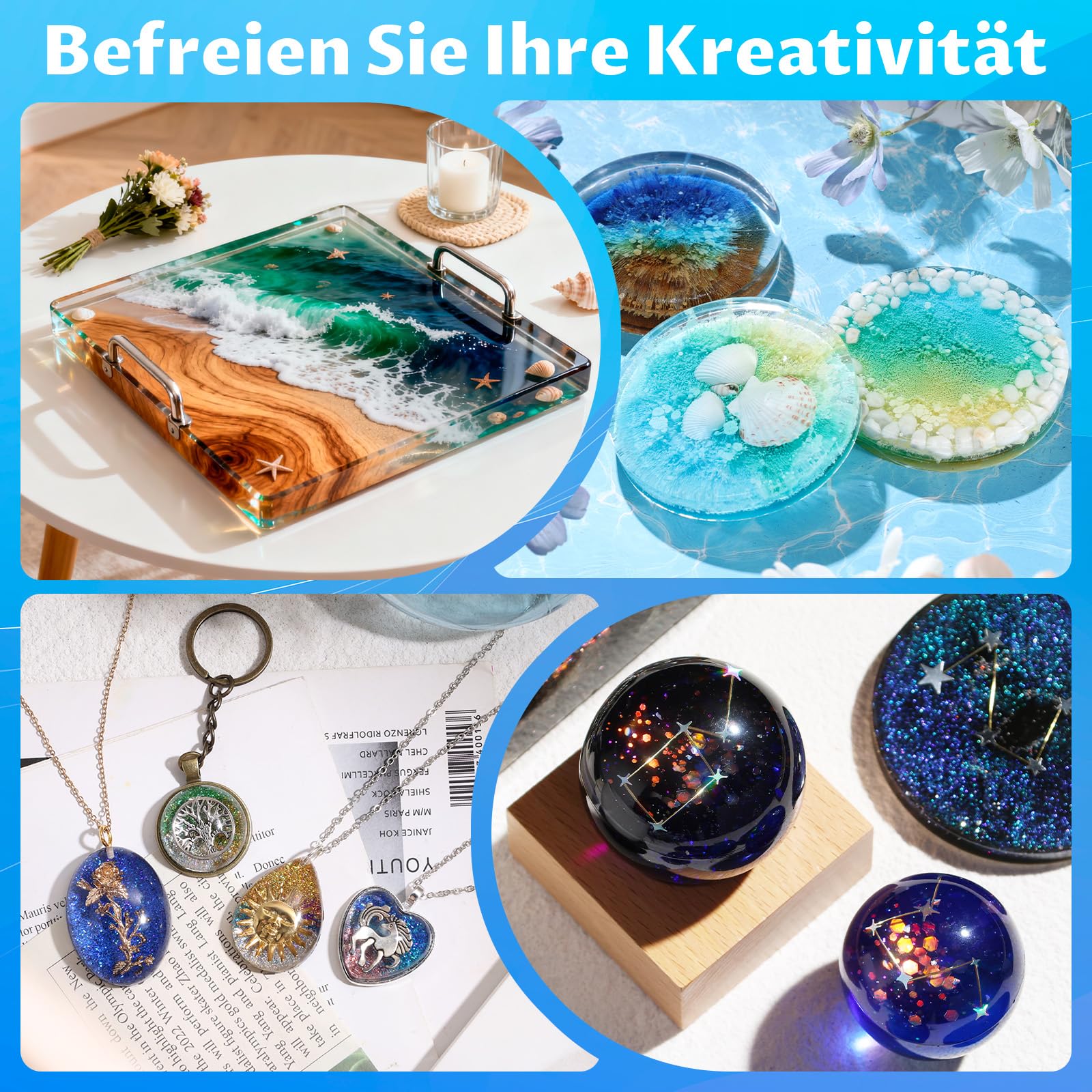 LET'S RESIN 3kg Epoxidharz Set, 2:1 nach Gewicht | Transparent Epoxidharz mit Härter für Kunstwerke Gießharz, Schmuck, Formen Silikon, Tischplatte, Hitze- & UV-Beständig