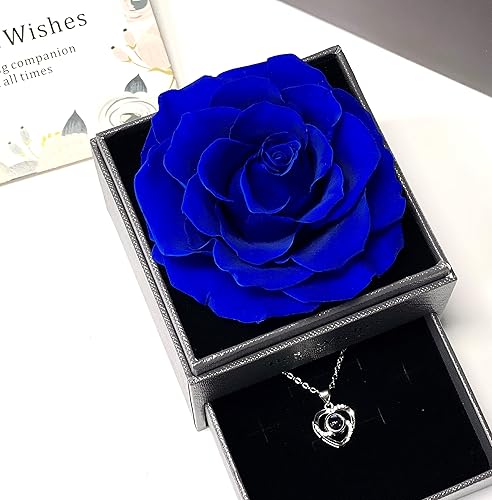 Miniatura 3 de Caja de regalo de rosa auténtica preservada con collar, regalo romántico perfecto para el día de San Valentín, aniversario, cumpleaños y otras