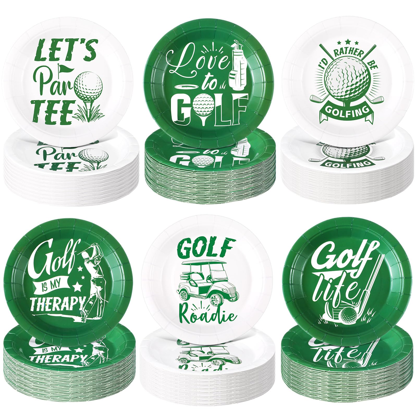 Funnymoom 60 Pcs Golf Party Decorations 7 Inch Golf Party Paper Plates for Birthday Table Supplies Lets Par Tee Plates Disposable Sports Dessert