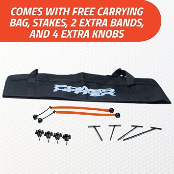 Anytime Baseball Power Hitter Baseball Swing Trainer for Baseball & Softball - Durable Baseball Training Equipment with High-Visibility Hitting Stick & Head - Carrying Case, Extra Bands & Stakes