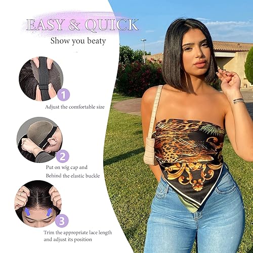 Miniatura 8 de Peluca de cabello humano sin pegamento, densidad del 150 %, con encaje frontal Go13x4, pelucas cortas estilo Bob para mujer, pelucas lacias (color