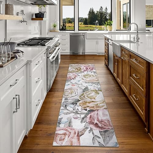 Miniatura 7 de DECOMALL Jasmine - Alfombra antideslizante y colorida de 8 x 10 pies, lavable a máquina, antideslizante, para sala de estar, dormitorio, comedor, 8