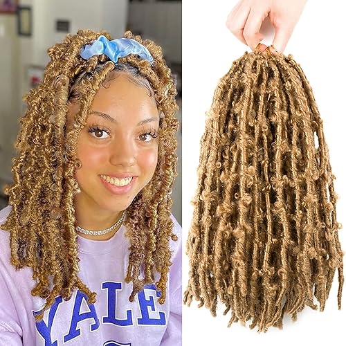 Butterfly Locs Crochet Hair Handmade Crochet Hair 6 pack 72 Strands Butterfly Locs Crochet Hair Extensions (14inches, 27#)