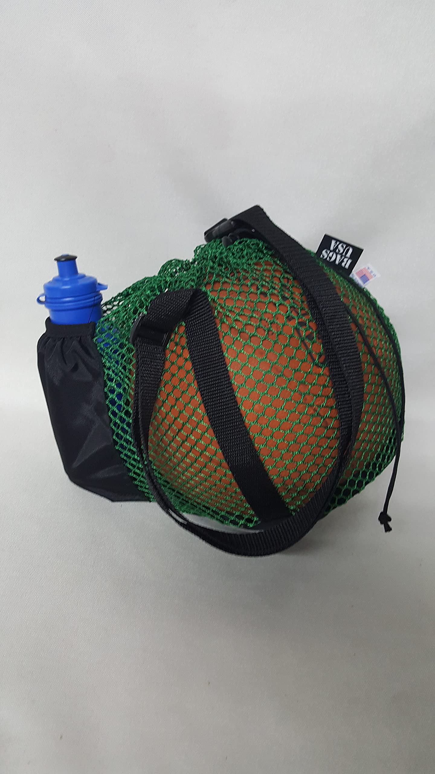 Ball Bag Mesh, Holds 22 oz. Water Bottle, Single Ball Bag In Great Colors Made in USA. (Green)-image-41