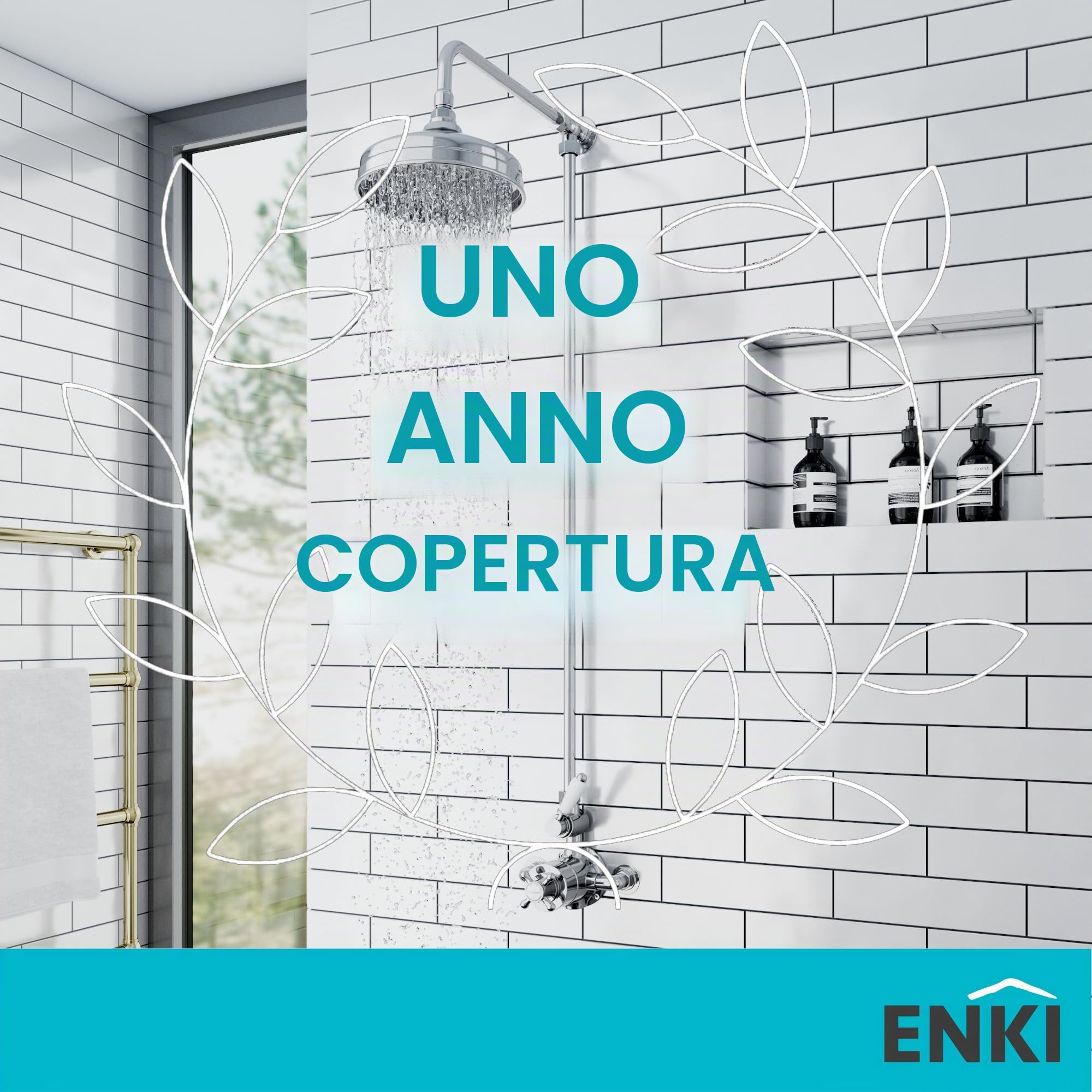 ENKI Soffione rotondo per doccia termostatica classico ottone cromato
