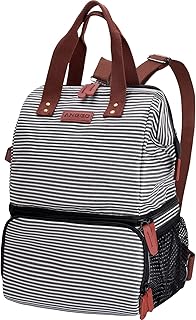 ANGGO Lunch Bag 20L, Double-Decker Insulated Lunch Bag Cool Bag Cooler Backpack for Women, Picnic Bag Lunch Bag Large with Shoulder Strap, Water-Resistant Leak-Proof for Work, Camping, BBQ
