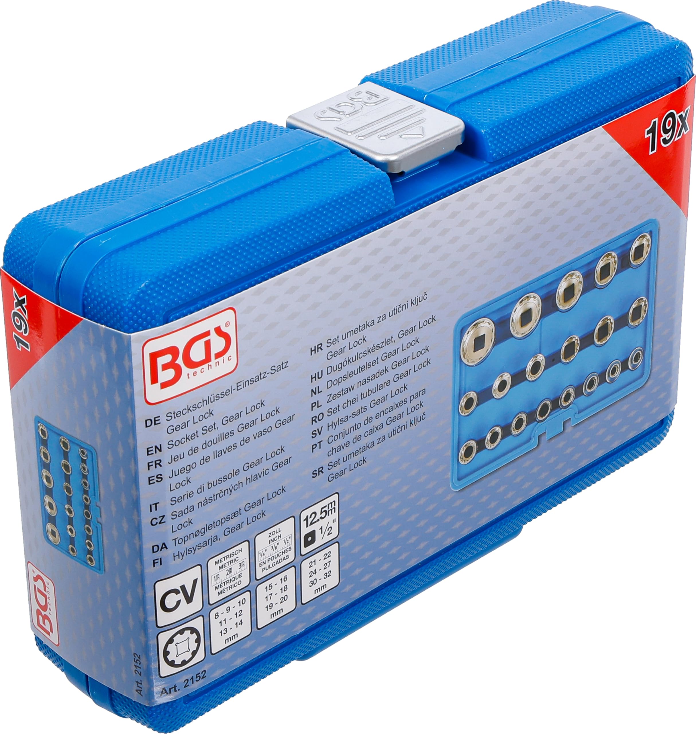 BGS 2152 | Juego de llaves de vaso Gear Lock | entrada 12,5 mm (1/2") | 19 piezas