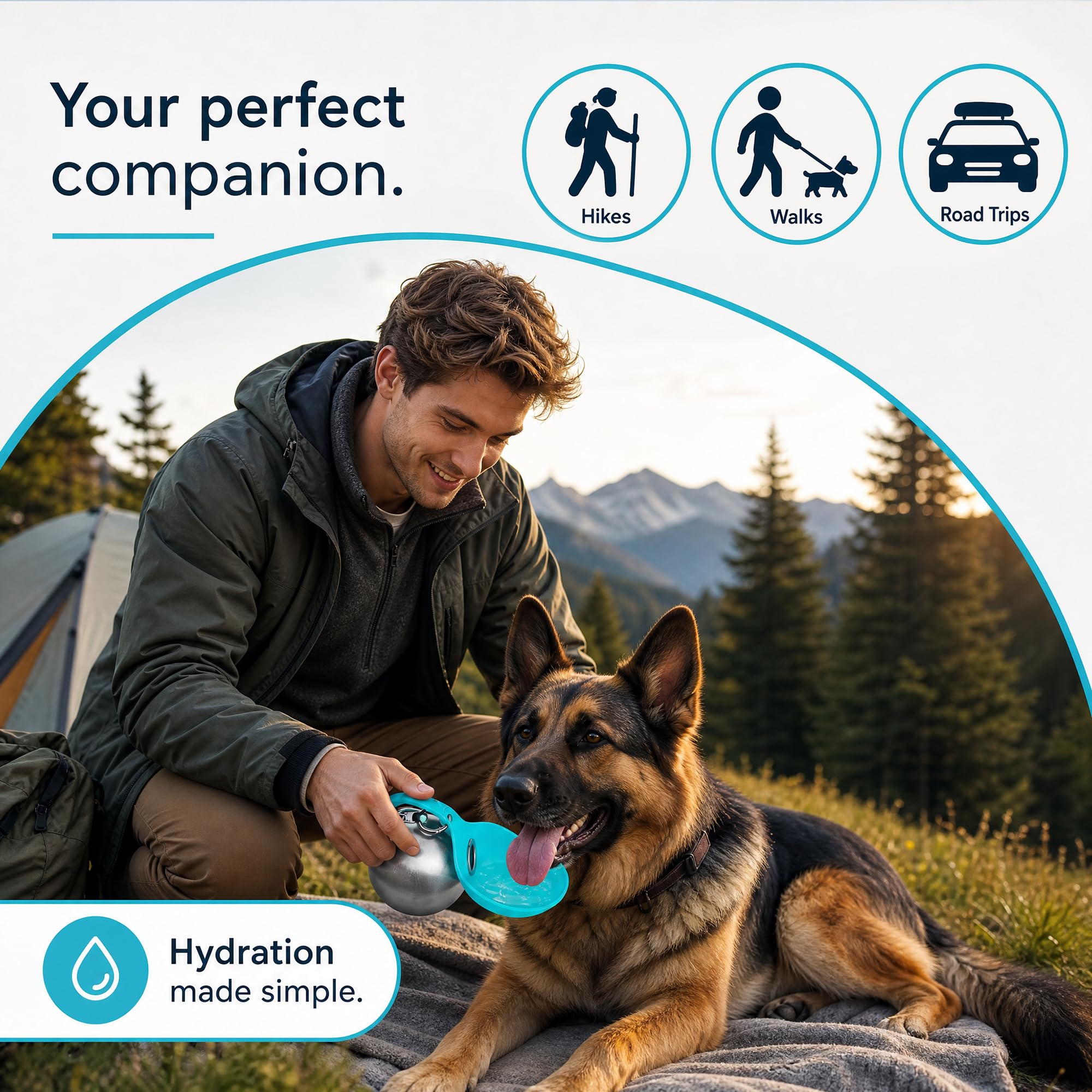 Trinkflasche Hunde für Unterwegs, Hundetrinkflasche Wasserflasche 285ml Hundewasserflasche für Spaziergänge Reisen Camping