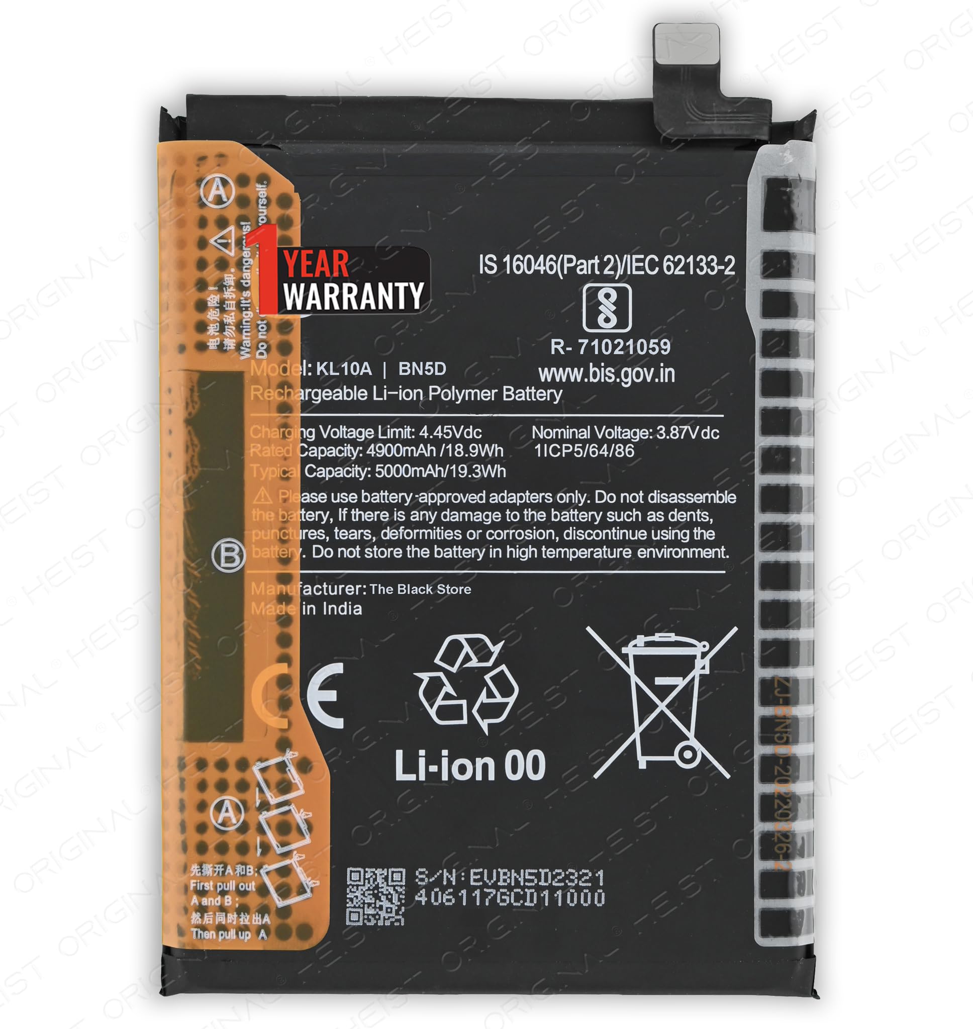 BN5D Battery 5000mAh for Xiaomi Redmi Note 11 - with 1 Year Warranty* (Graphite Gray, 2201117TL)