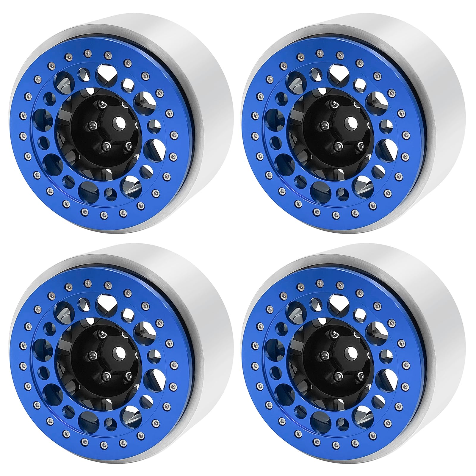 4PCS 2.9 Inch Beadlock Wheel Rings For Axial SCX6 RC Crawler - Aluminum Alloy Upgrade Parts Blue