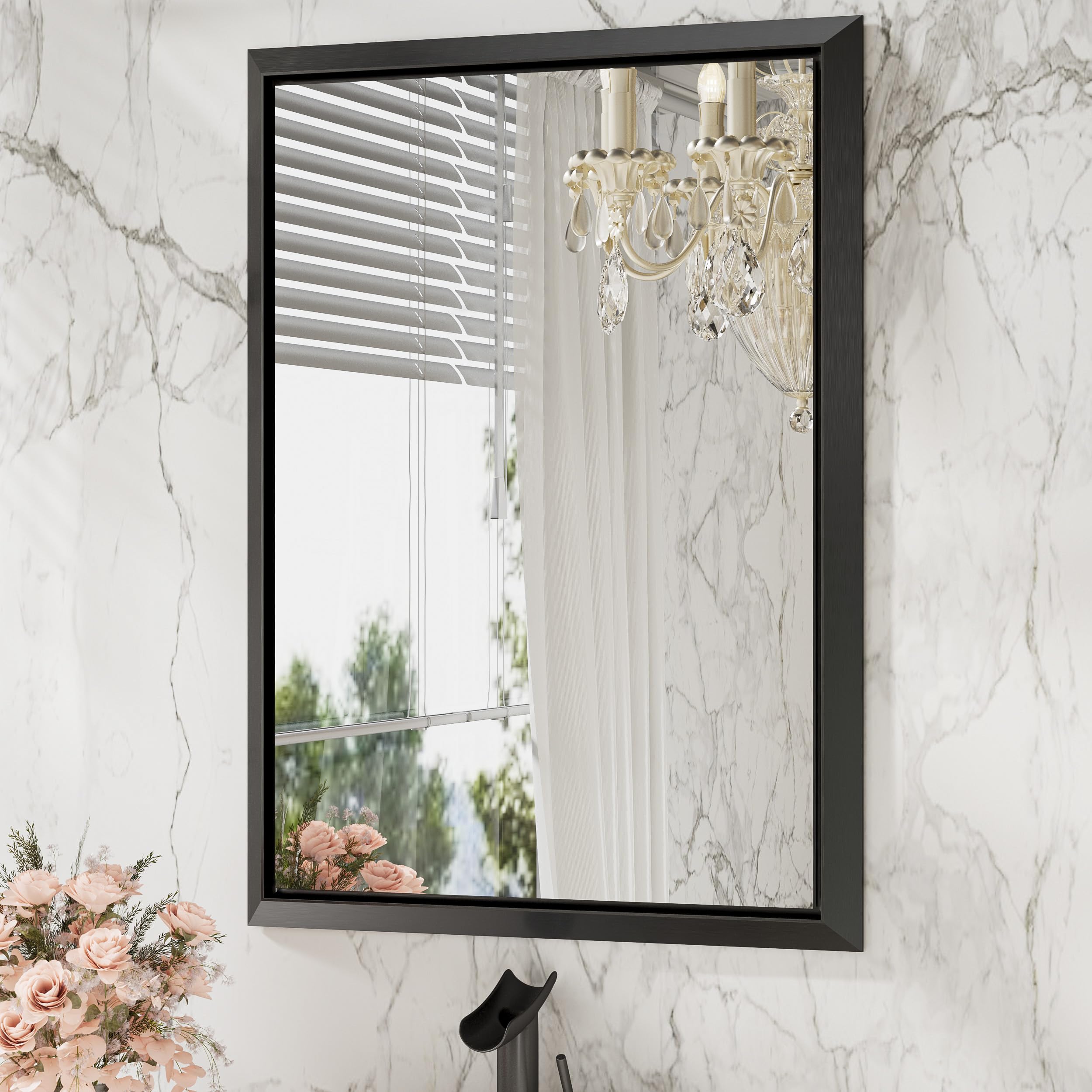 Amazon.com: TETOTE Black Bathroom Mirror for Over Sink 24 x 36 Inch ...