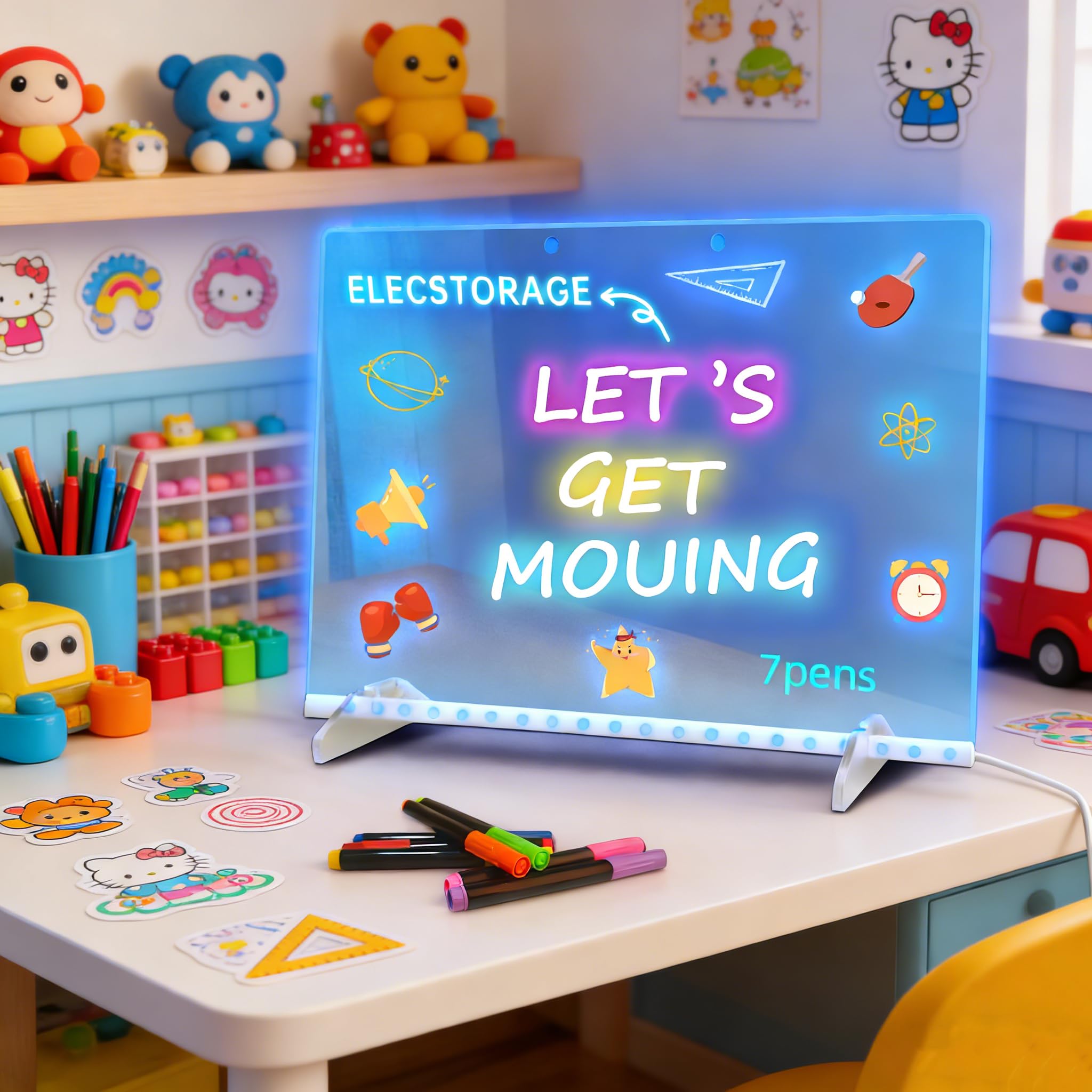 Ortizan Tavola da disegno a LED, 3 effetti di luce, per scrivere messaggi per bambini, casa, bar, ufficio