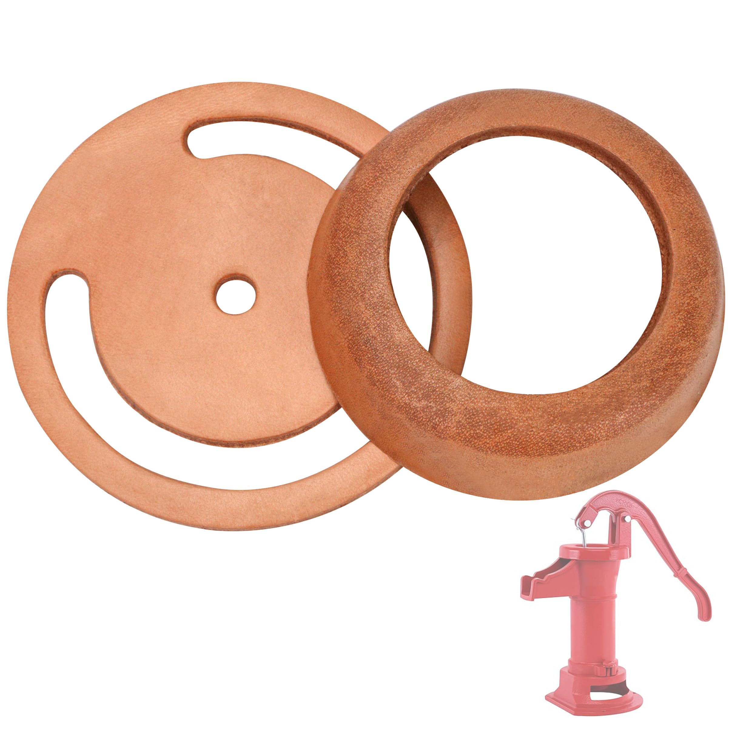 Pitcher Pump Well Kit with No. 2 Replacement Parts – Includes Lower Valve Leather & Leather Cup for Hand Press Pitchers Spout Pumps for Repair and Maintenance, fits K2 PAWP00003K, Simmons 1160/PM500