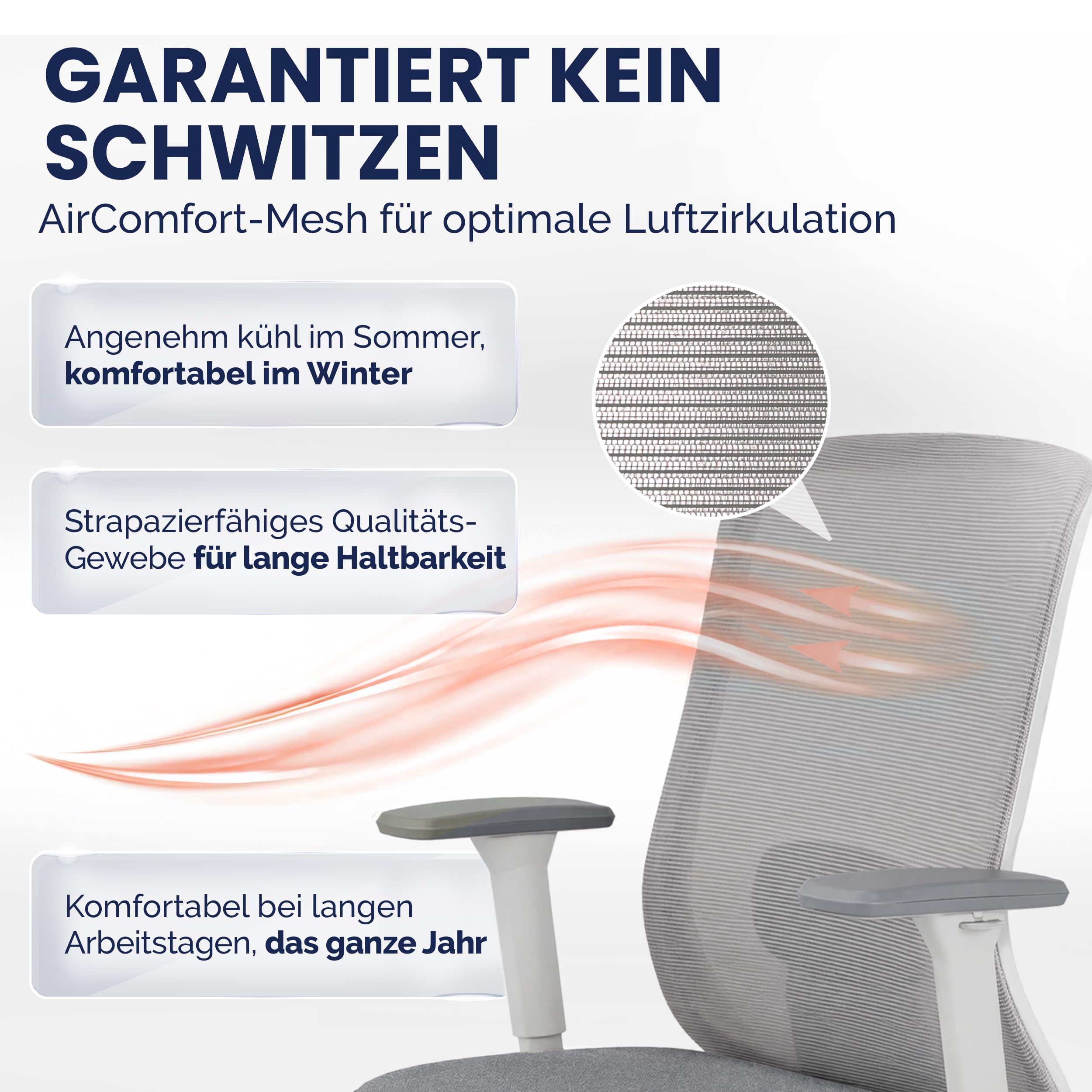 ErgoPrime PRO Bürostuhl ergonomisch TESTSIEGER - IGR Zertifiziert - Schreibtischstuhl 100% individuell einstellbar - Home Office Chair Drehstuhl - Bürostuhl 150 kg Grau