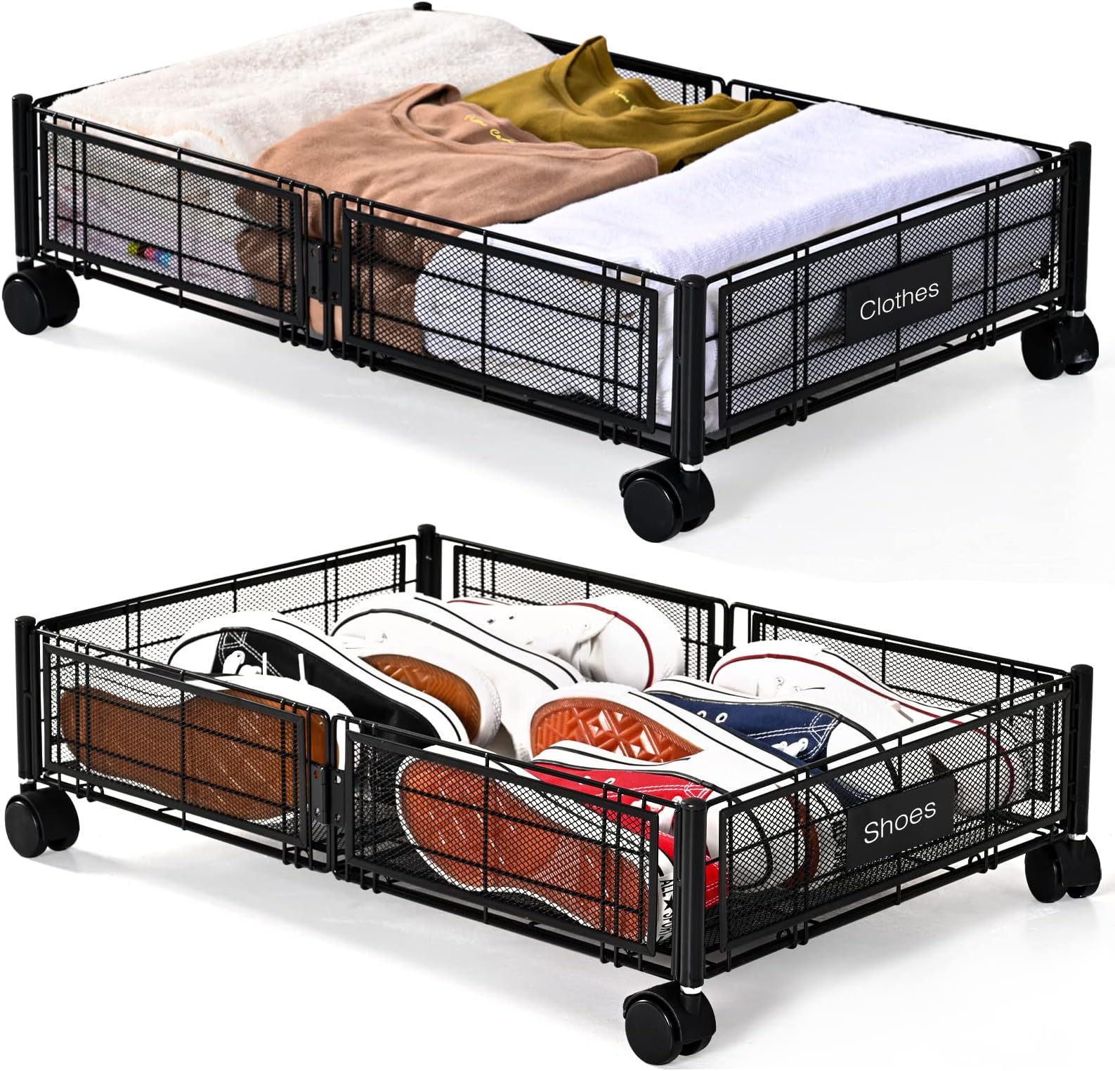 BORISI Under Bed Storage with Wheels, Under Bed Storage
