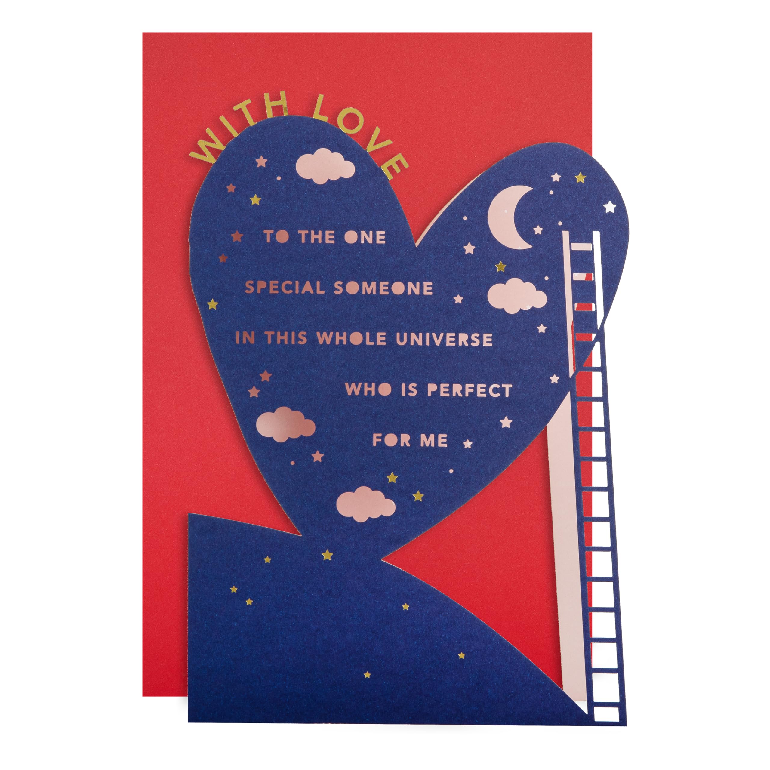 Hallmark Valentines Day Card for Someone Special, Heart, Moon & Stars Design, With Envelope, Pink, Blue