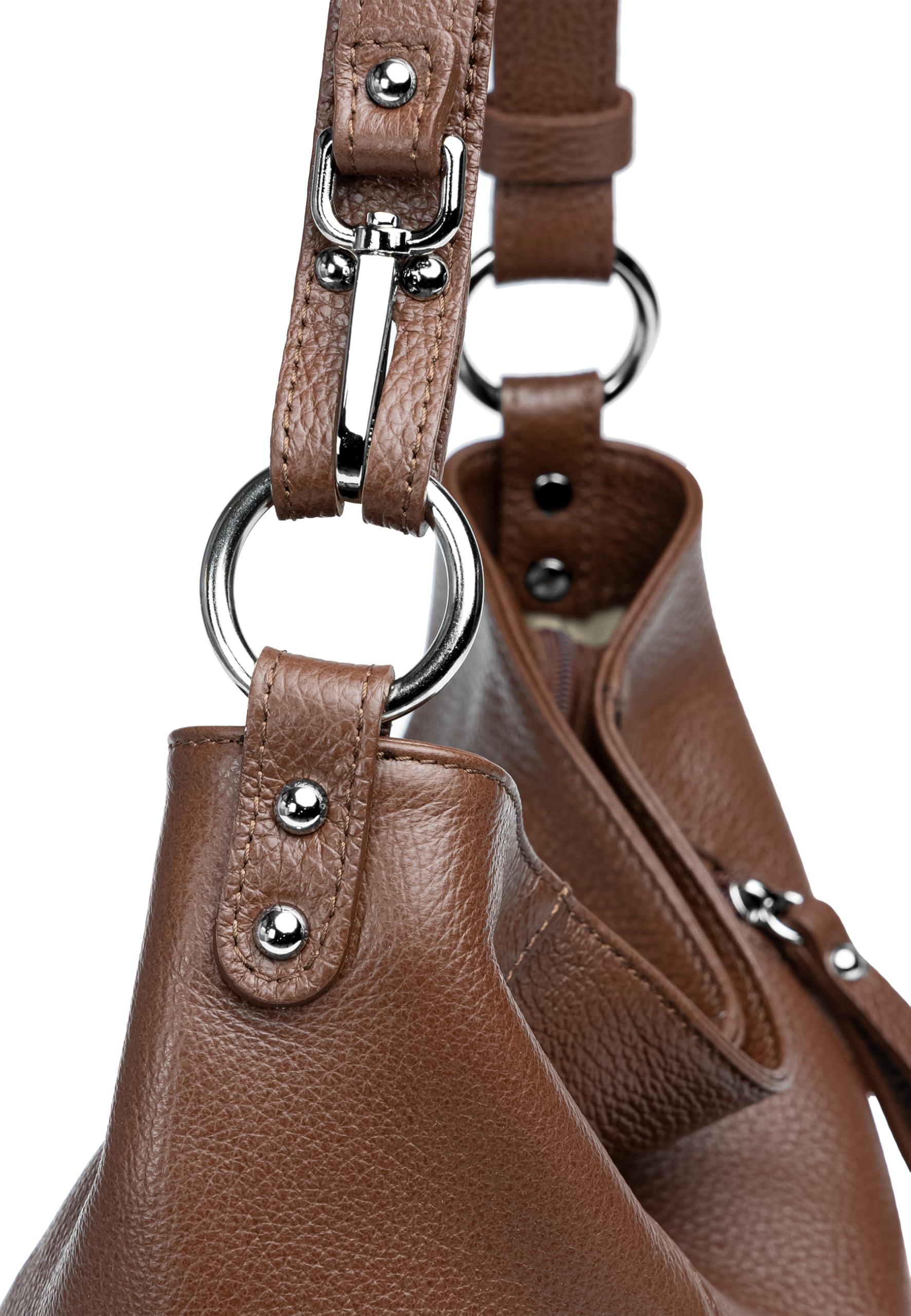 Caspar Sportlich Elegante Ledertasche 2-in-1 Damen Schulter- und Umhängetasche - PREMIUM LINE - Modell No.806 - Made in Italy