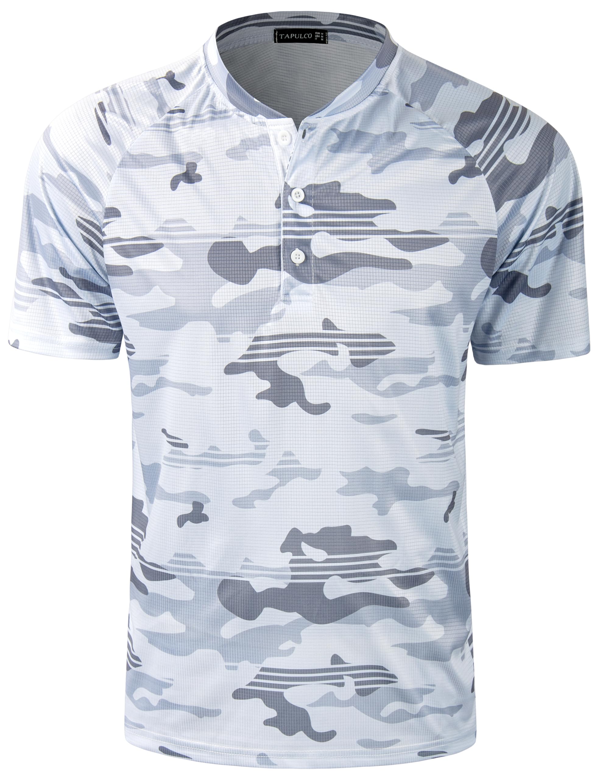 TAPULCO Mens Collarless Golf Shirts Short Sleeve Dry Fit Stretch Casual Breathable Lightweight Tshirts