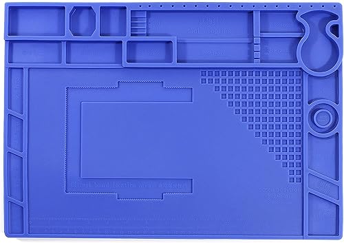 Miniatura 3 de YIHUA Paquete de estación de soldadura profesional 939D+ con tapete de reparación electrónica M180 de 17.32 x 12.20 pulgadas con soporte de hierro,