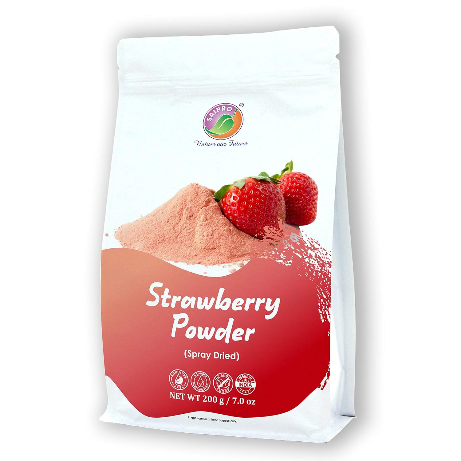 Saipro Strawberry Fruit Powder, 200 gm, Strawberry powder for Cake| Milkshakes|Natural flavour| for food| juice| Lemonade| Ingredient in beverages like lemonade, cooking, baking, cosmetics, all natural. No Artificial colour, No preservatives Saipro Strawberry Fruit Powder, 200 gm, Strawberry powder for Cake| Milkshakes|Natural flavour| for food| juice| Lemonade| Ingredient in beverages like lemonade, cooking, baking, cosmetics, all natural. No Artificial colour, No preservatives