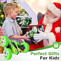 Vista 6 de Qumcou Remote Control Car for Boys 4-7,RC Cars Toys for Ages 5-7, 2.4Ghz Fast Double-Sided 360°Rotating Toy Cars with Headlights and Wheel Lights