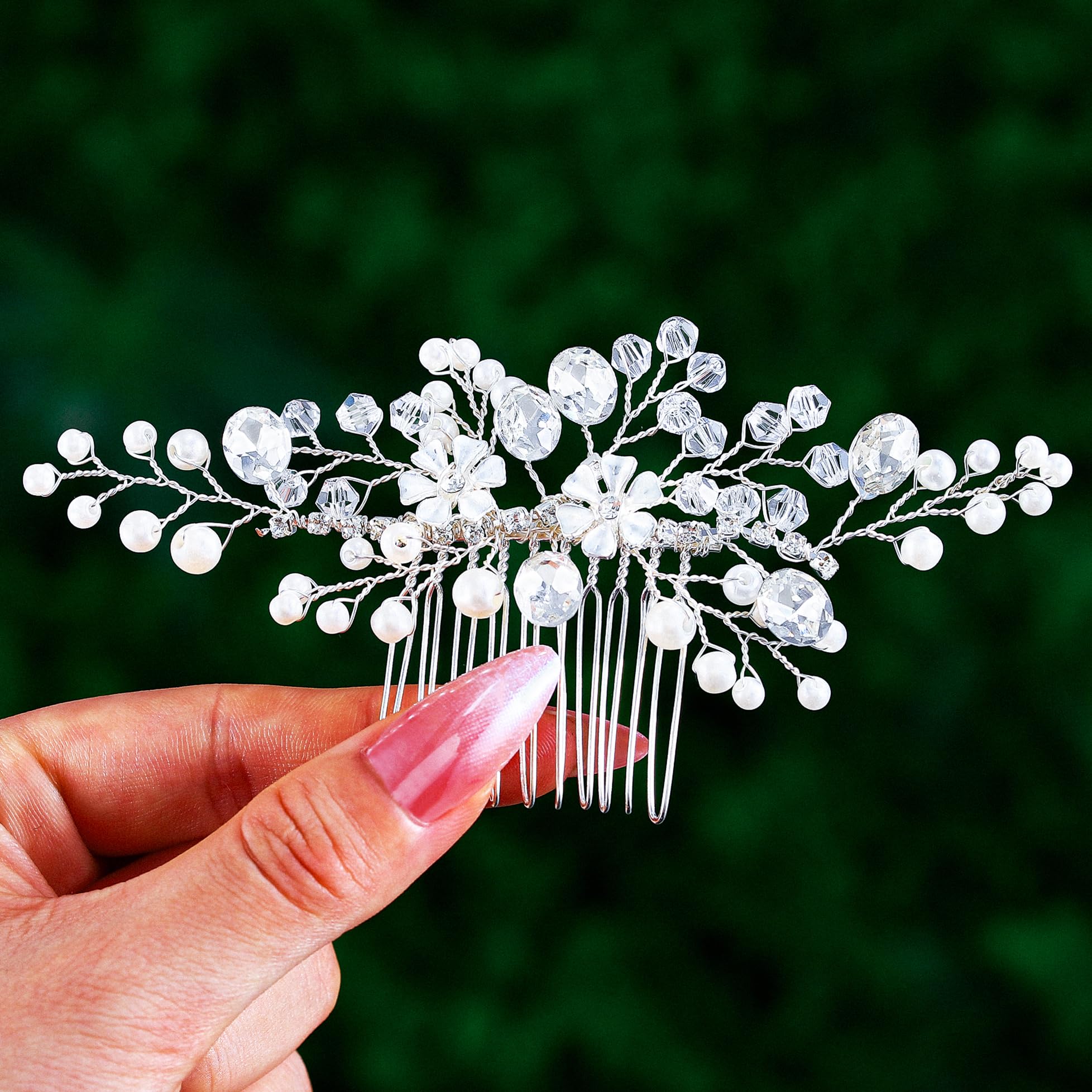 Bmirth Wedding Hair Comb Bride Pearl Hair Comb Headpieces Rhinestone Bridal Side Hair Accessories Hair Jewelry (Pearl hair comb)