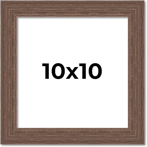 Marco marrón de 10 x 10 pulgadas de madera maciza de granja de 10 x 10 pulgadas de ancho | Profundidad del marco interior de 0.5 pulgadas | Marco