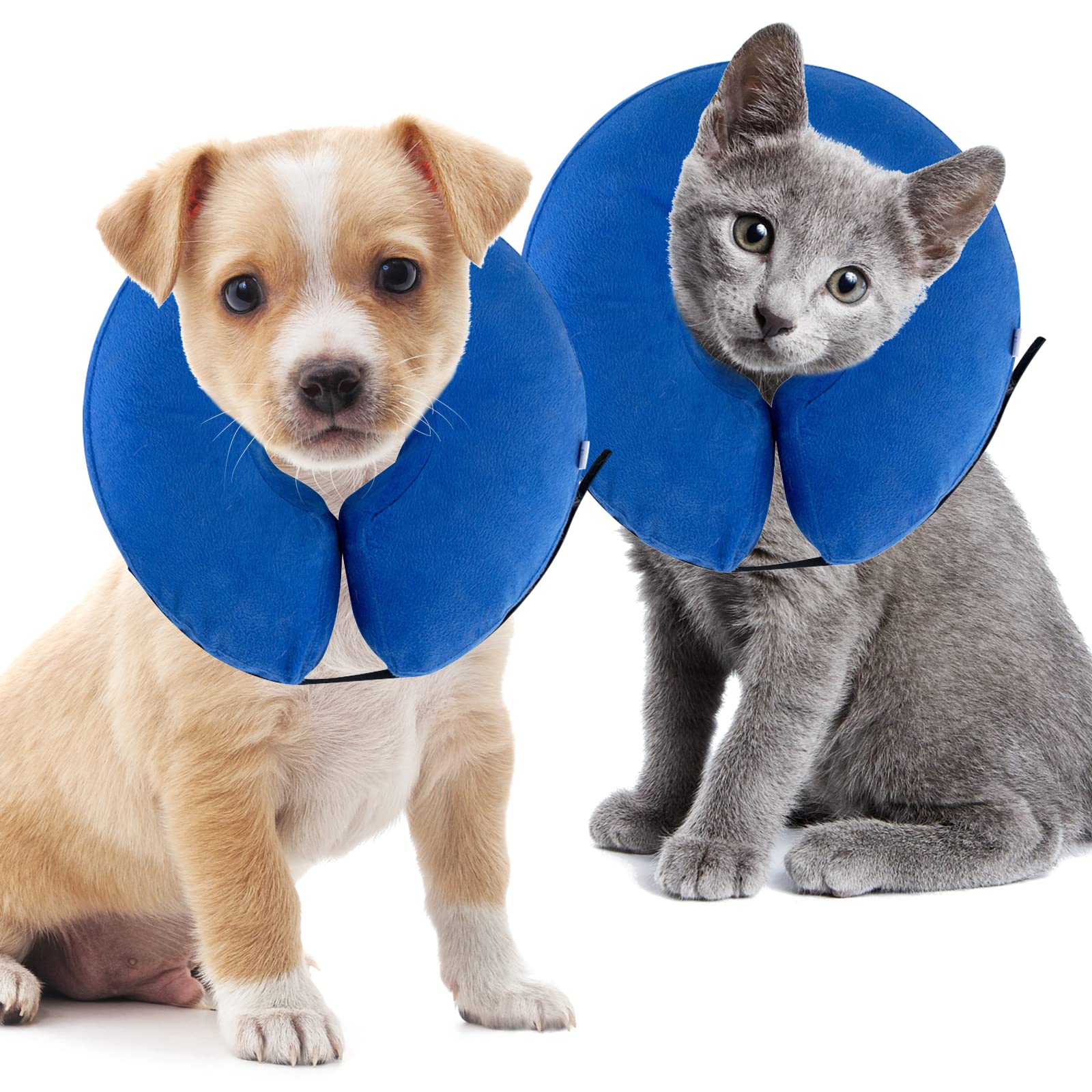 GNCLOUD Collares inflables para perros después de la cirugía, collar de recuperación inflable para perros y gatos pequeños, evita que los perros/gatos muerdan y se rayen, azul-L