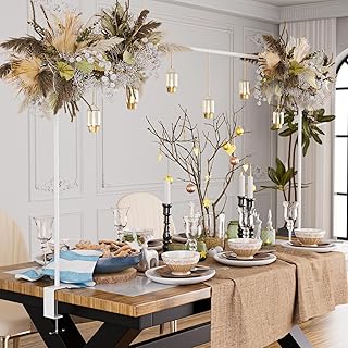 Over The Table Rod Stand with Clamps, Adjustable 32''-79'' Tall 32"-131" Length, White Table