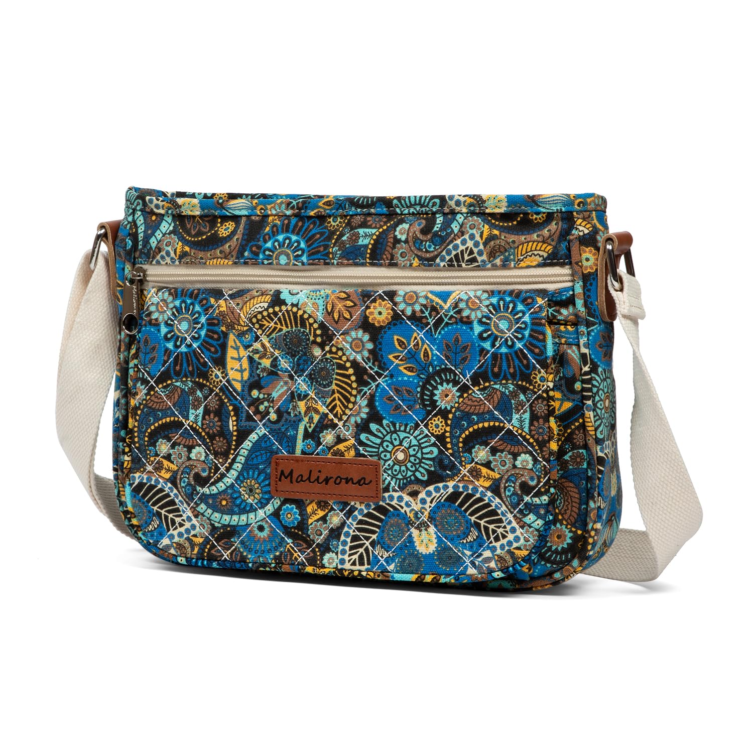 Malirona Women 's Durable Floral Crossbody Bag Canvas Messenger Handbag Multi Pocket Travel Satchel Purse