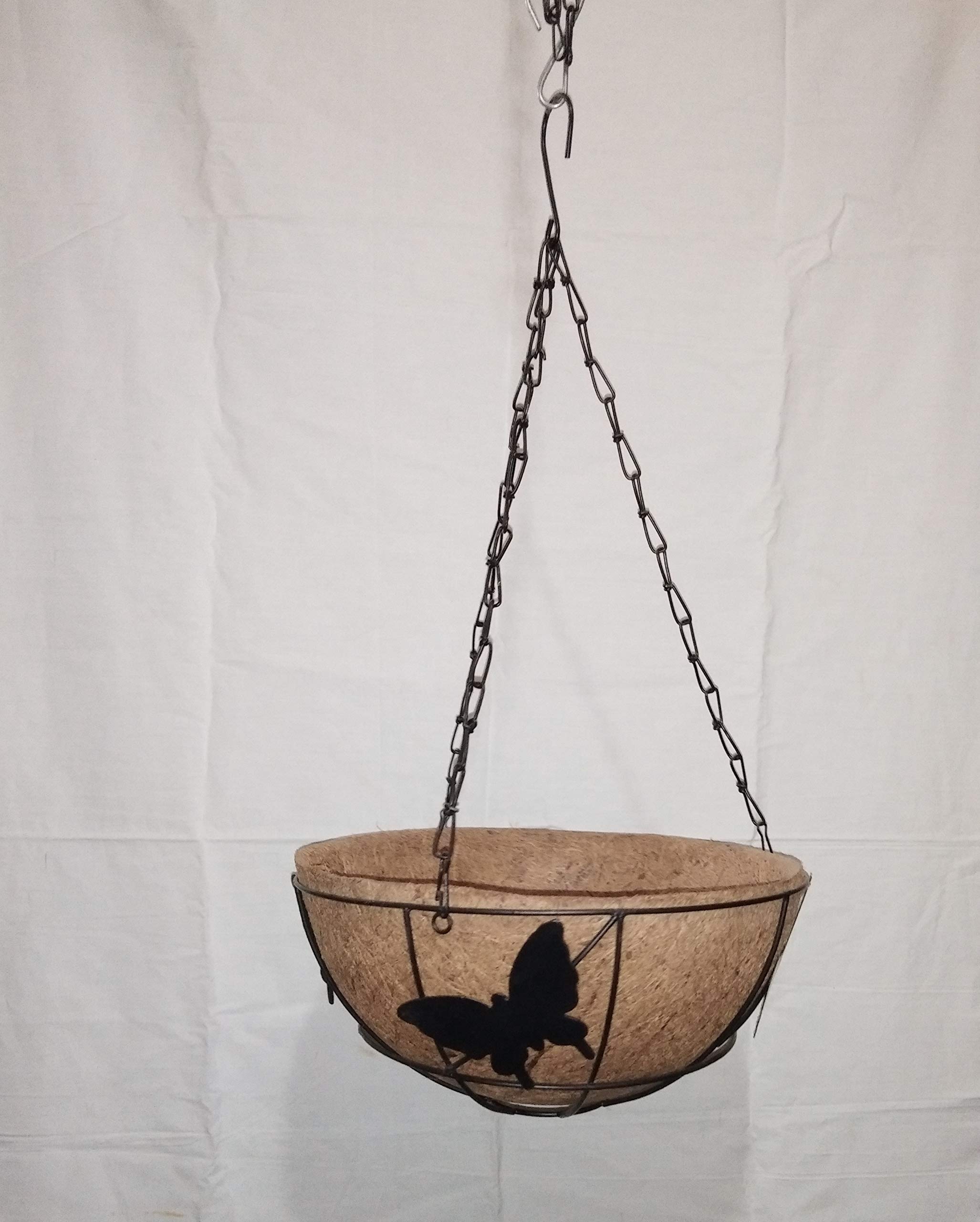 COIR GARDEN-Coir garden Metal Hanging Basket 12 inch - 1 Piece Butterfly Design - Coco Gardening pots with Stand and Chain - Flower pots gor Hanging, Indoor and Outdoor Garden Decoration (B07RQSTN45) Amazon Price History, Amazon Price Tracker