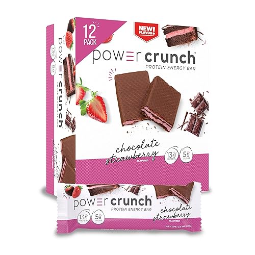 Power Crunch Protein Wafer Bars, High Protein Snacks with Delicious Taste, Chocolate Strawberry, 1.4 Ounce (12 Count)