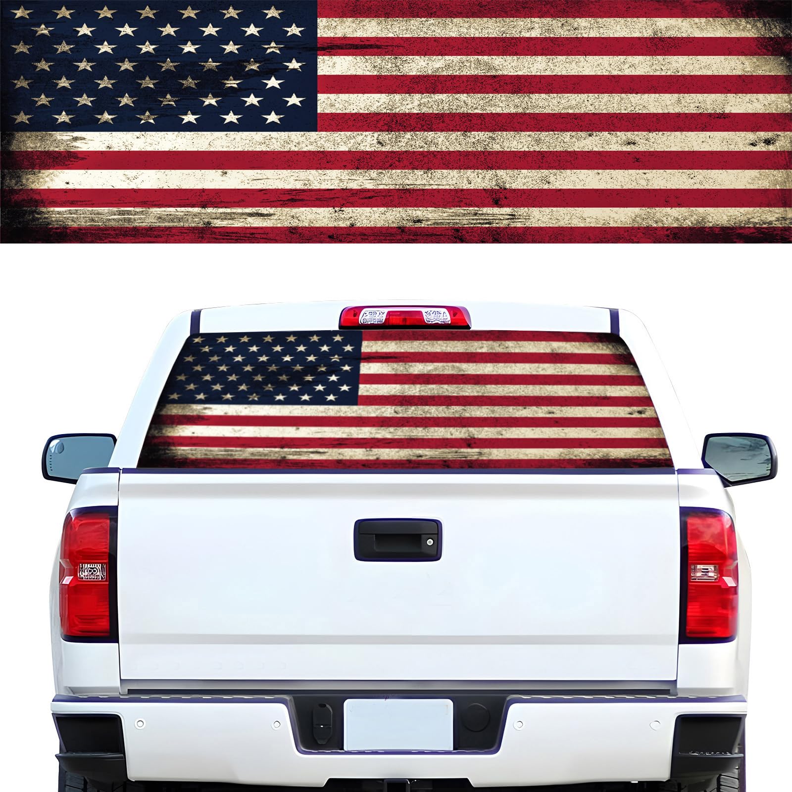 Tobethay Rear Window Decals for Trucks - 65x17.3 in Back Window American Flag Decals Fit Most Pickup Trucks SUV, 250th Anniversary Car Decals for