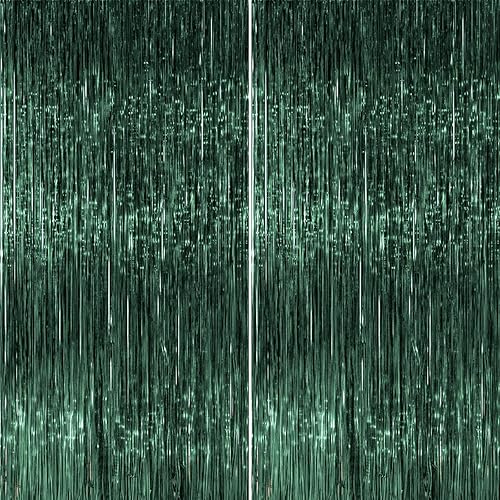 Vista 106 de PartyWoo Cortinas de flecos de aluminio plateadas, 2 serpentinas plateadas de 3.3 x 6.6 pies, telón de fondo con flecos, fondo de oropel, cortina