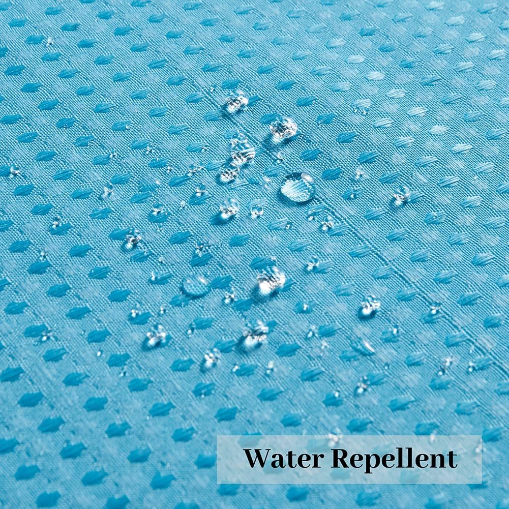Furlinic Stall Light Blue Shower Curtain 60x72 Inch,Waffle Weave Ombre Weighted Fabric Shower Curtains for Bathroom Hotel Spa Luxury,Heavy Duty Textured Cloth Shower Curtain Set with Plastic Hooks